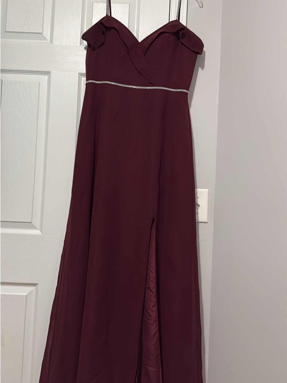 Christina Wu Burgundy Prom Dress with Sweetheart Neckline